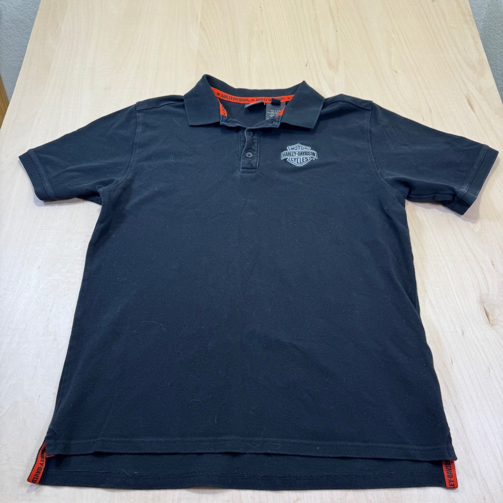 Harley Davidson Men's Black Polo‎ Shirt Short Sleeve Genuine MotorClothes Size L